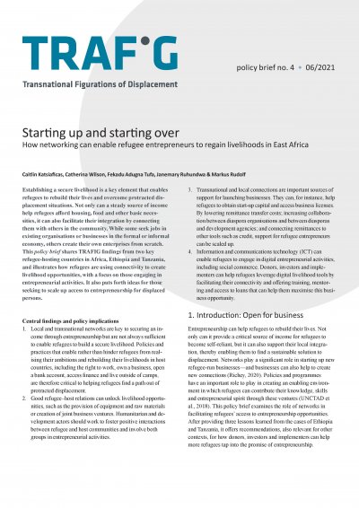 New TRAFIG publication \ Starting up and starting over: Refugee entrepreneurs in East Africa